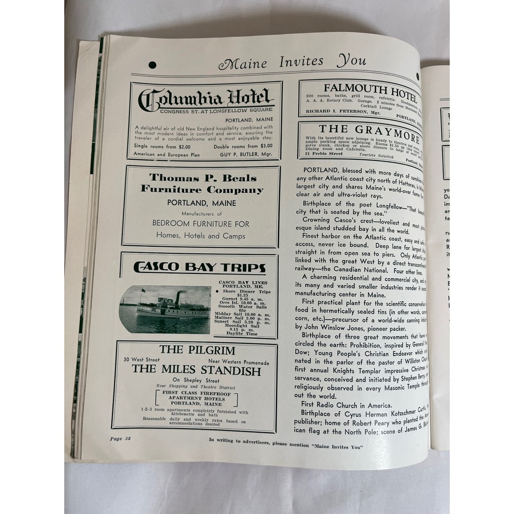 Vintage Maine Invites You Sixth Edition Travel Guide Booklet Fold Out Map Ripley - Picture 3 of 8